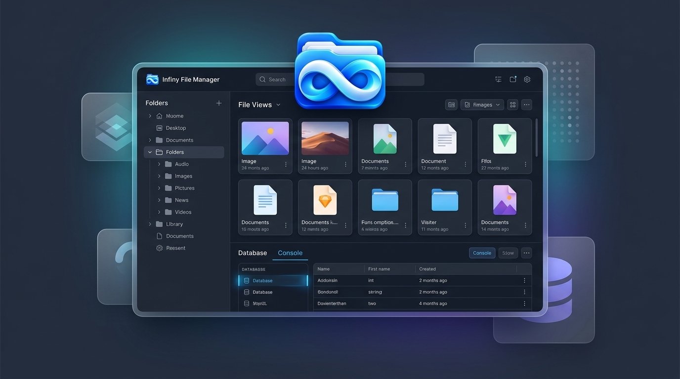 Infiny File Manager – Full interface design mockup
